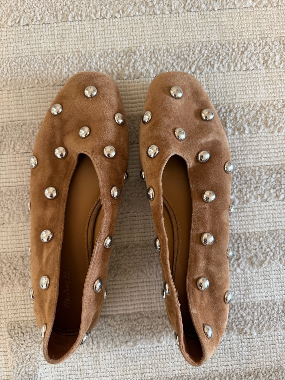 Women’s Studded Suede Ballet Flats - brown